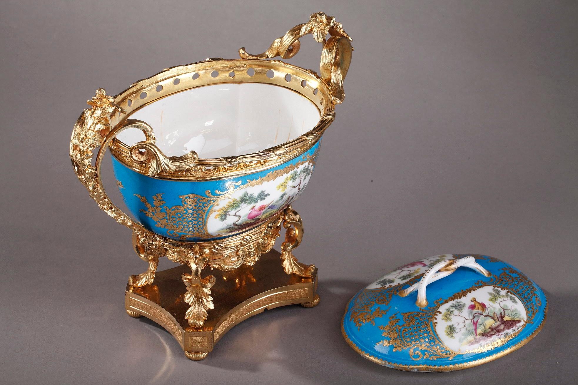 19th Century Porcelain-Mounted Covered Pot in Sevres Style 11