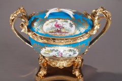 19th Century Porcelain-Mounted Covered Pot in Sevres Style