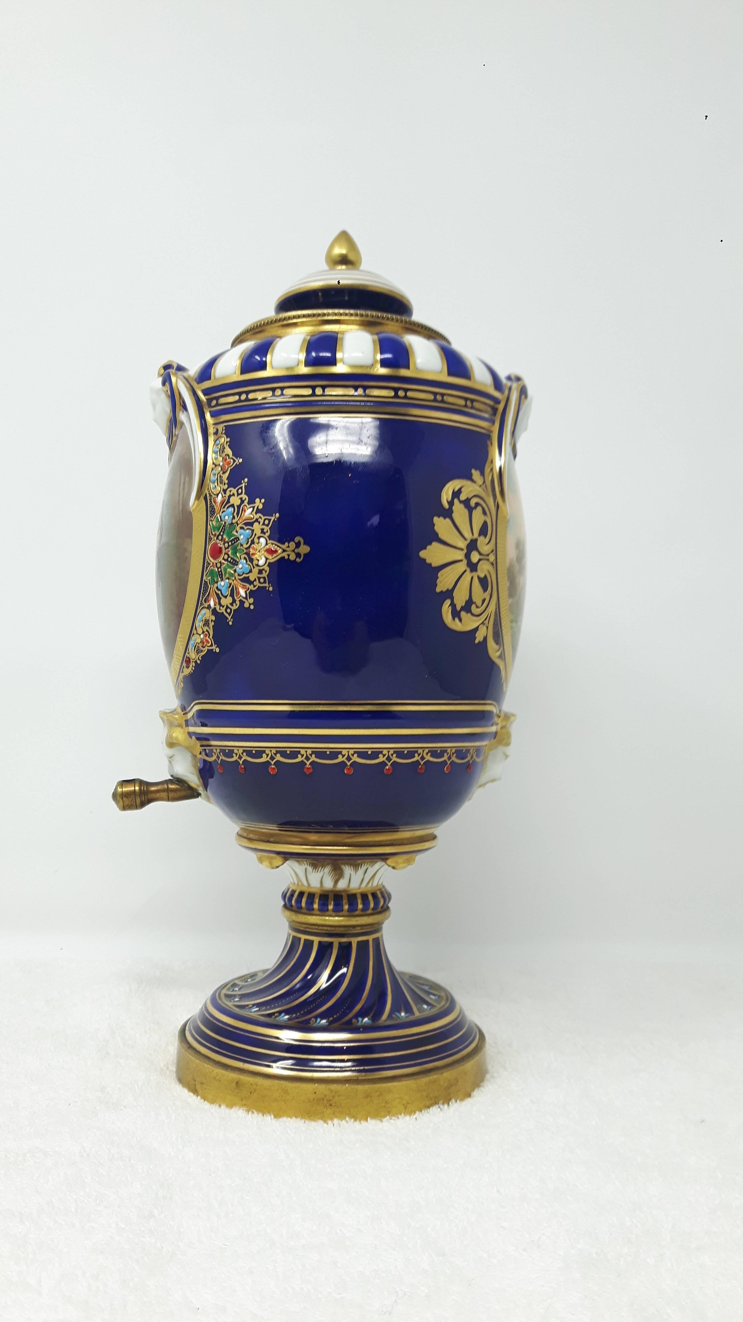 Glazed 19th Century Porcelain Samovar For Sale