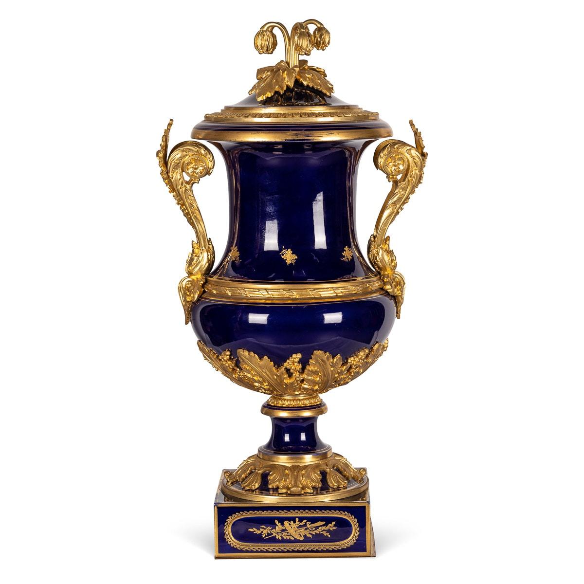 French 19th Century Porcelain Serves Vase In Magnificent Cobalt-Blue & Ormolu, c.1846