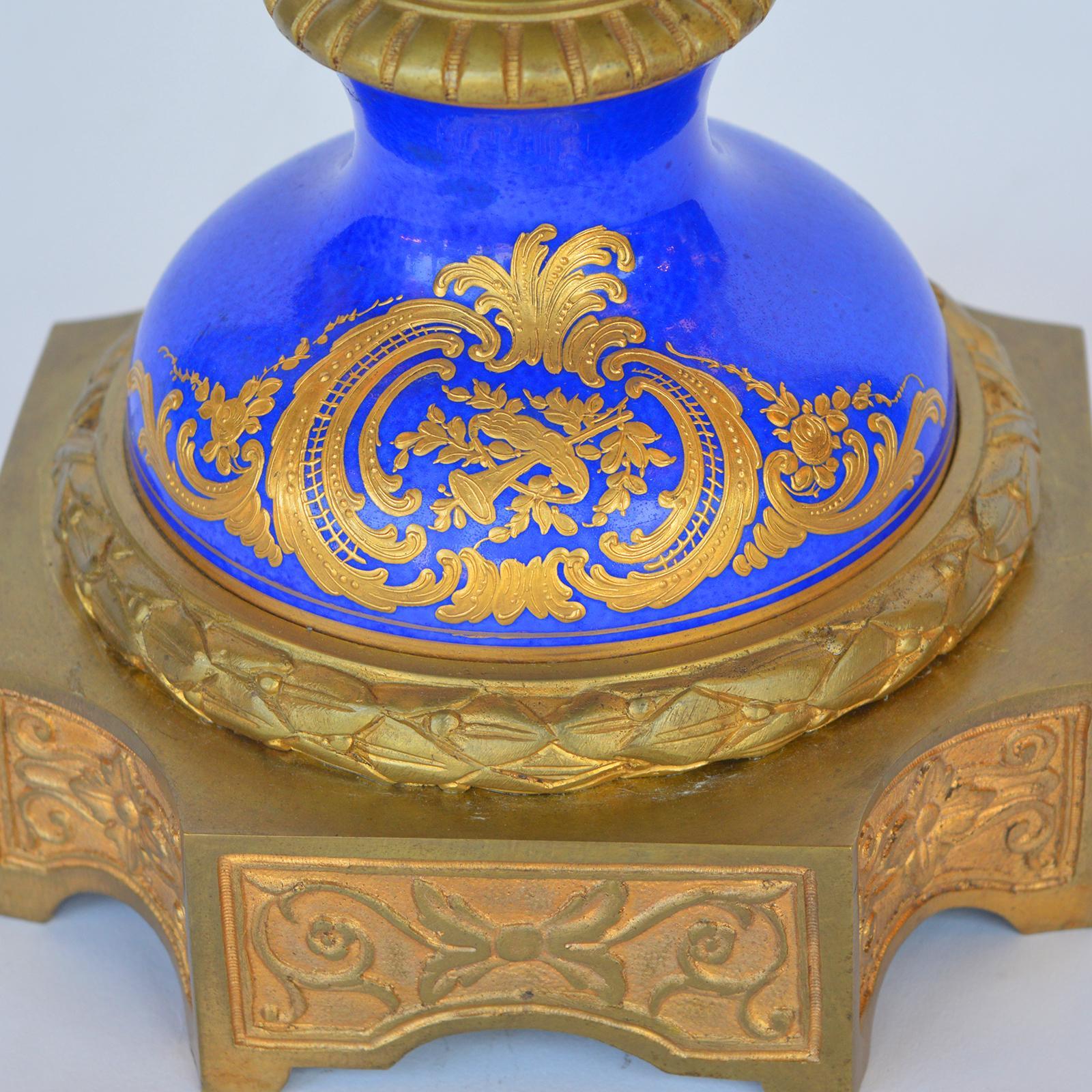 19th century porcelain sevres vase with gild bronze.