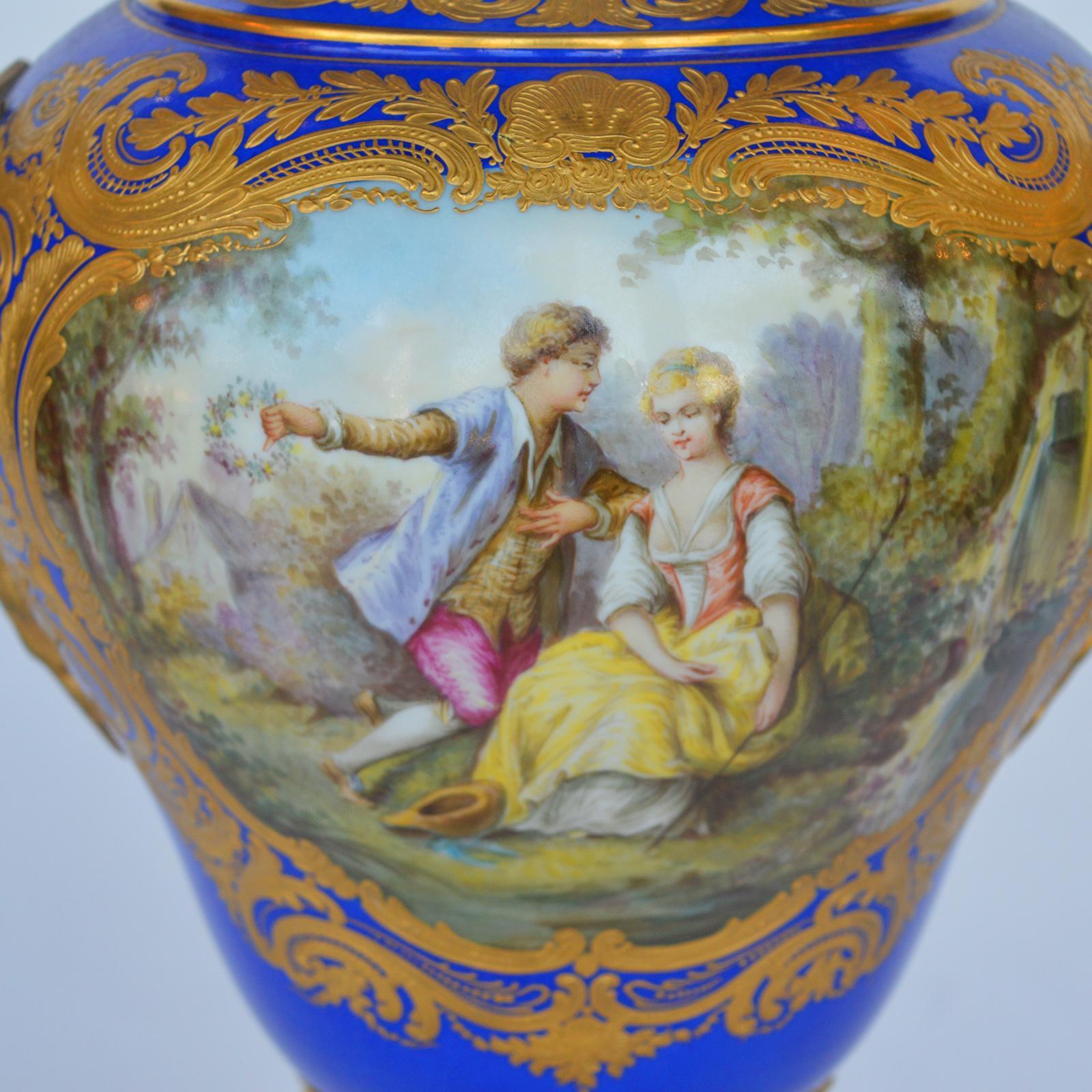 19th Century Porcelain Sevres Vase with Gild Bronze In Good Condition For Sale In Los Angeles, CA