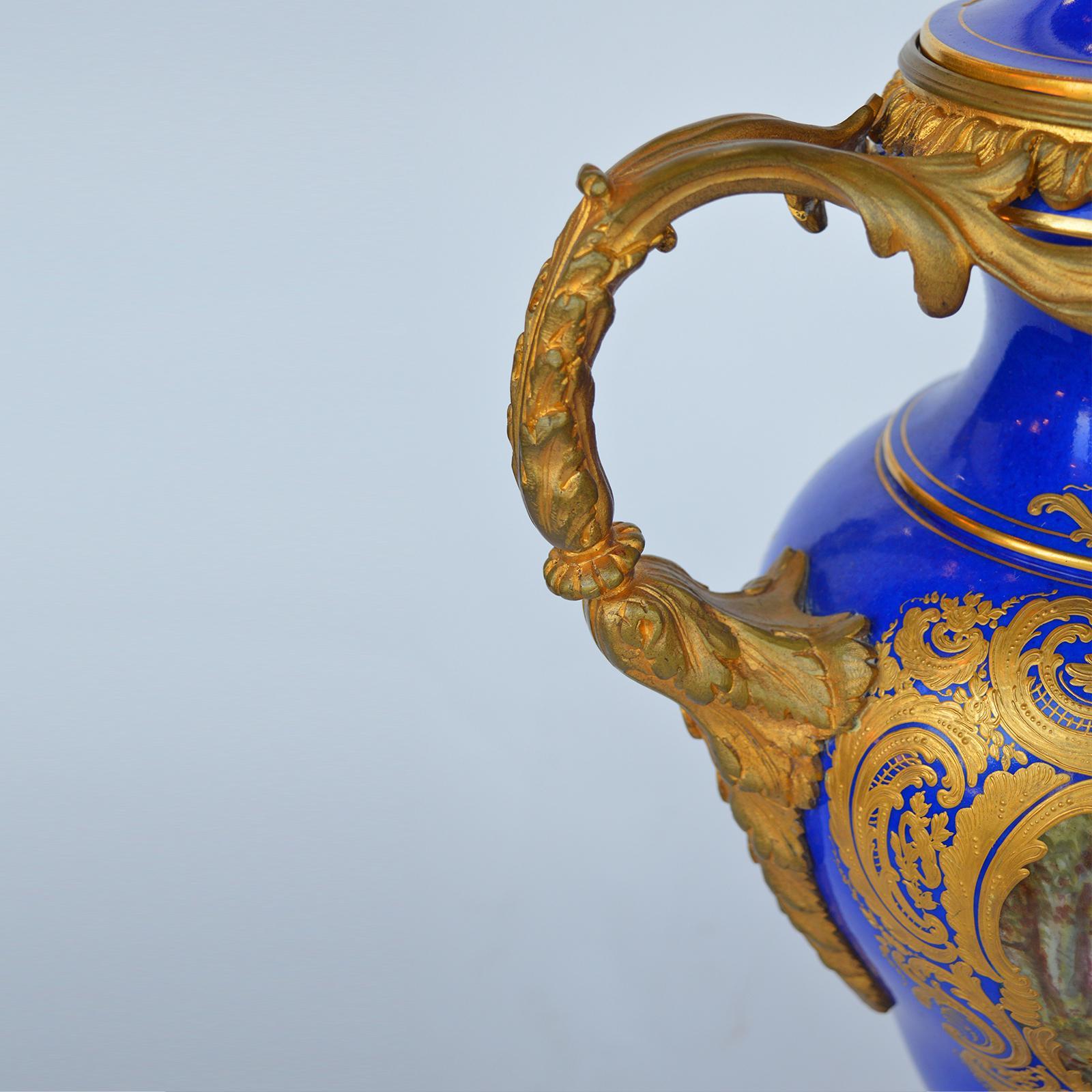 19th Century Porcelain Sevres Vase with Gild Bronze For Sale 1