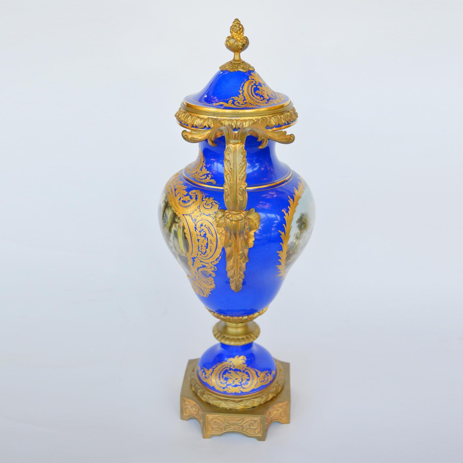 19th Century Porcelain Sevres Vase with Gild Bronze For Sale 2