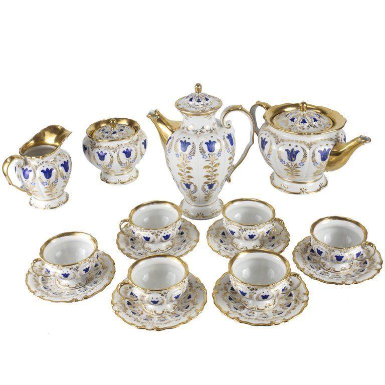 19th Century Porcelain Tea and Coffee Service for Six by K.P.M For Sale