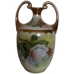 19th Century Porcelain Vase with Roses Painting