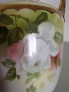 19th Century Porcelain Vase with Roses Painting