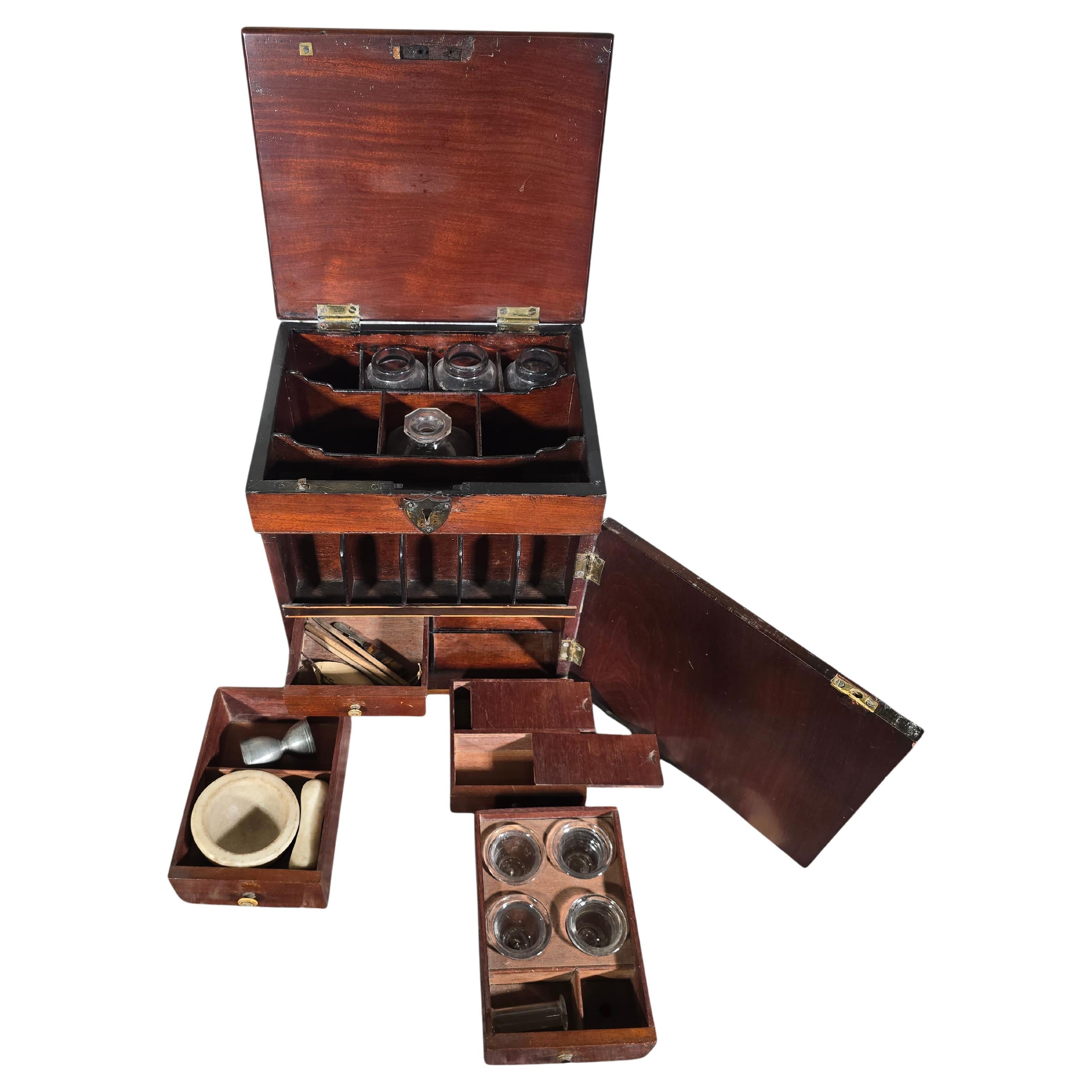 19th Century Portable Doctor’s Box with Partial Medical Instruments