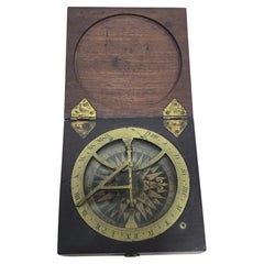 Antique 19th Century Portable Sundial in Wooden Case
