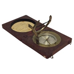 Antique 19th Century Portable Sundial in Wooden Case