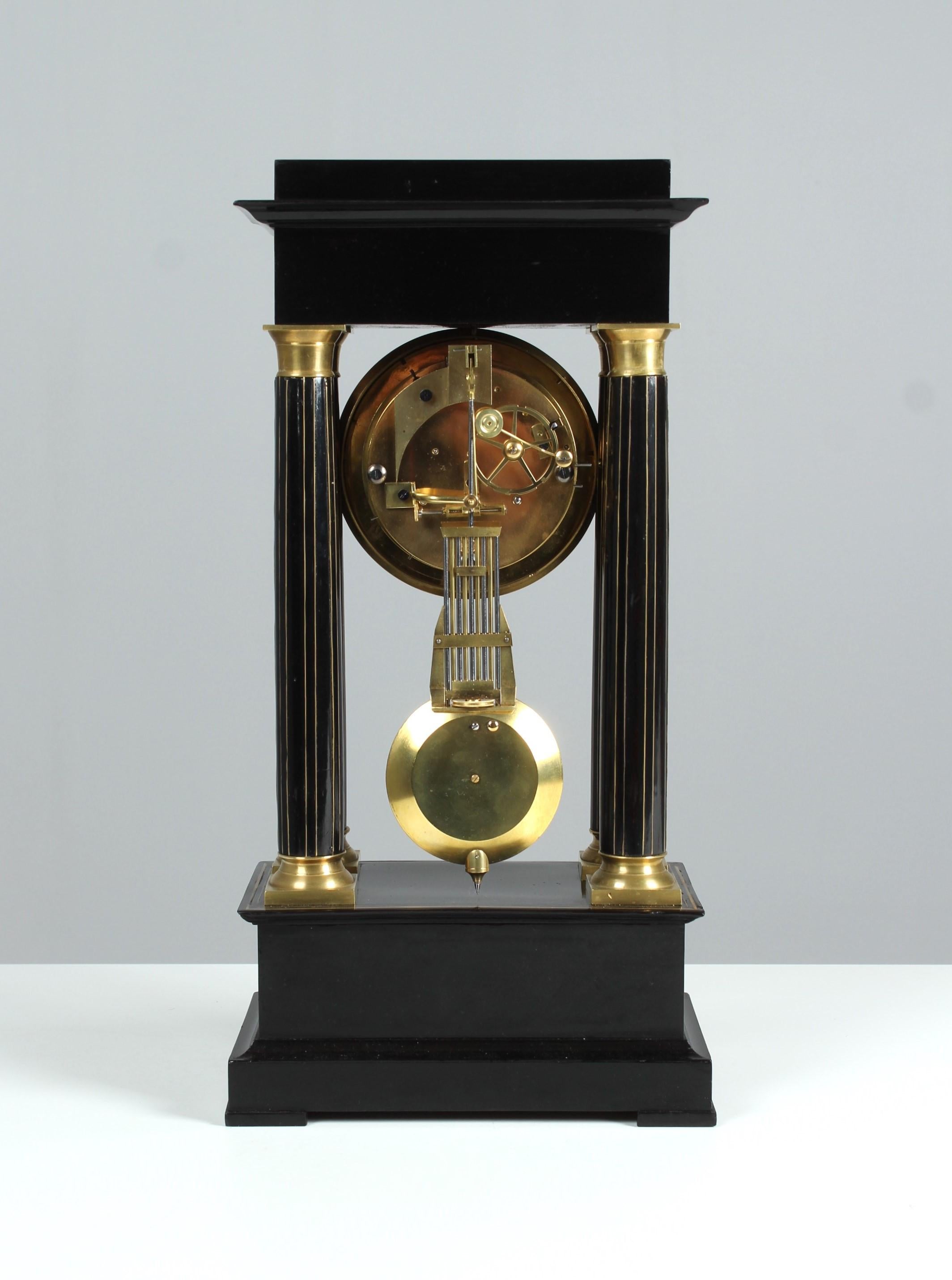 19th Century Portal Mantel Clock with Date and open Escapement, Paris, c. 1870 1