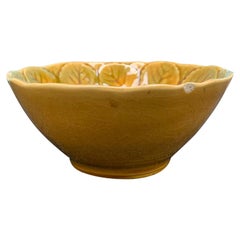 19th Century Portieux Vallerysthal Majolica Leaf Bowl, Marked