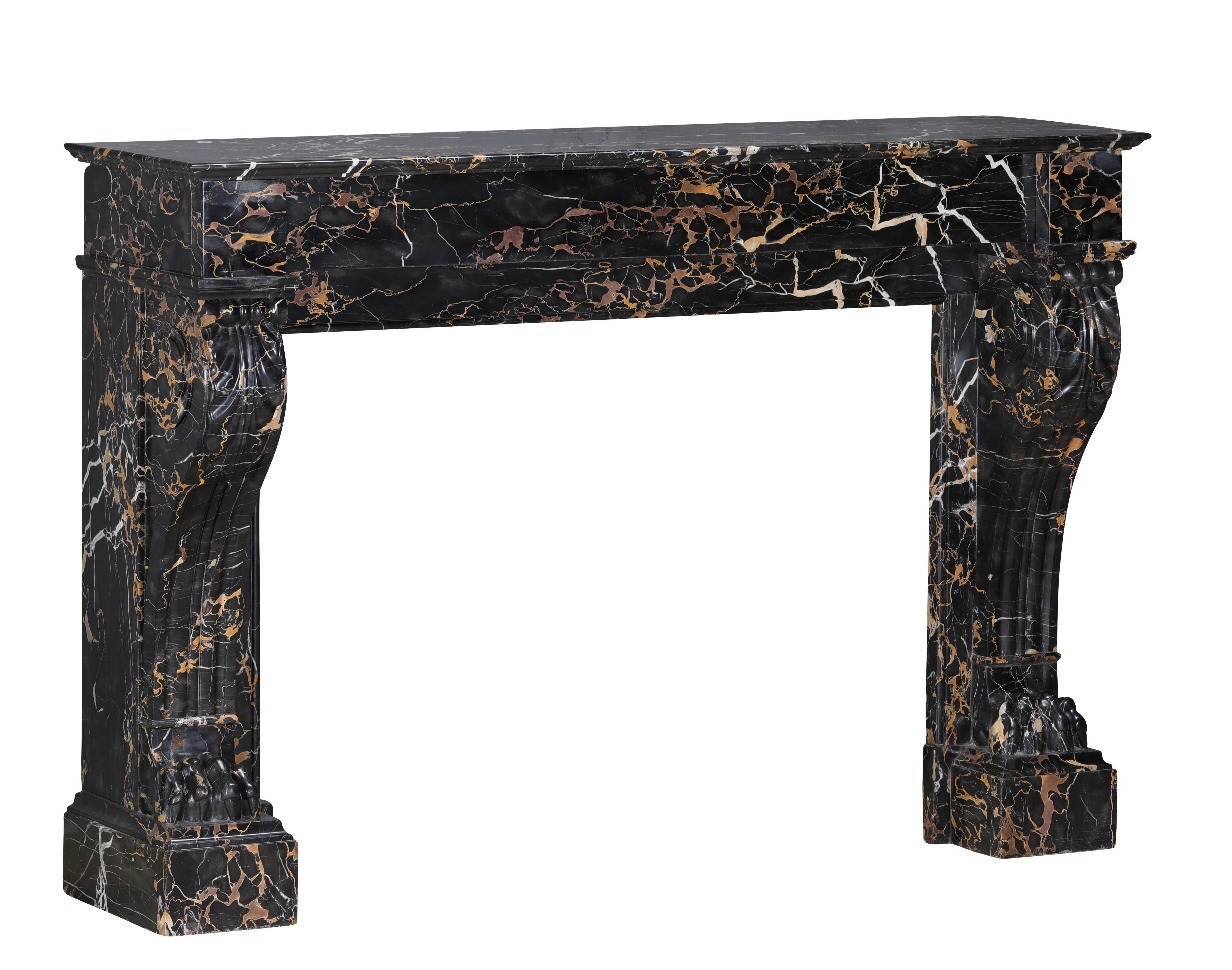 19th Century Portor Marble Fireplace Mantel With Lion Paws - Rare Luxury For Sale 8