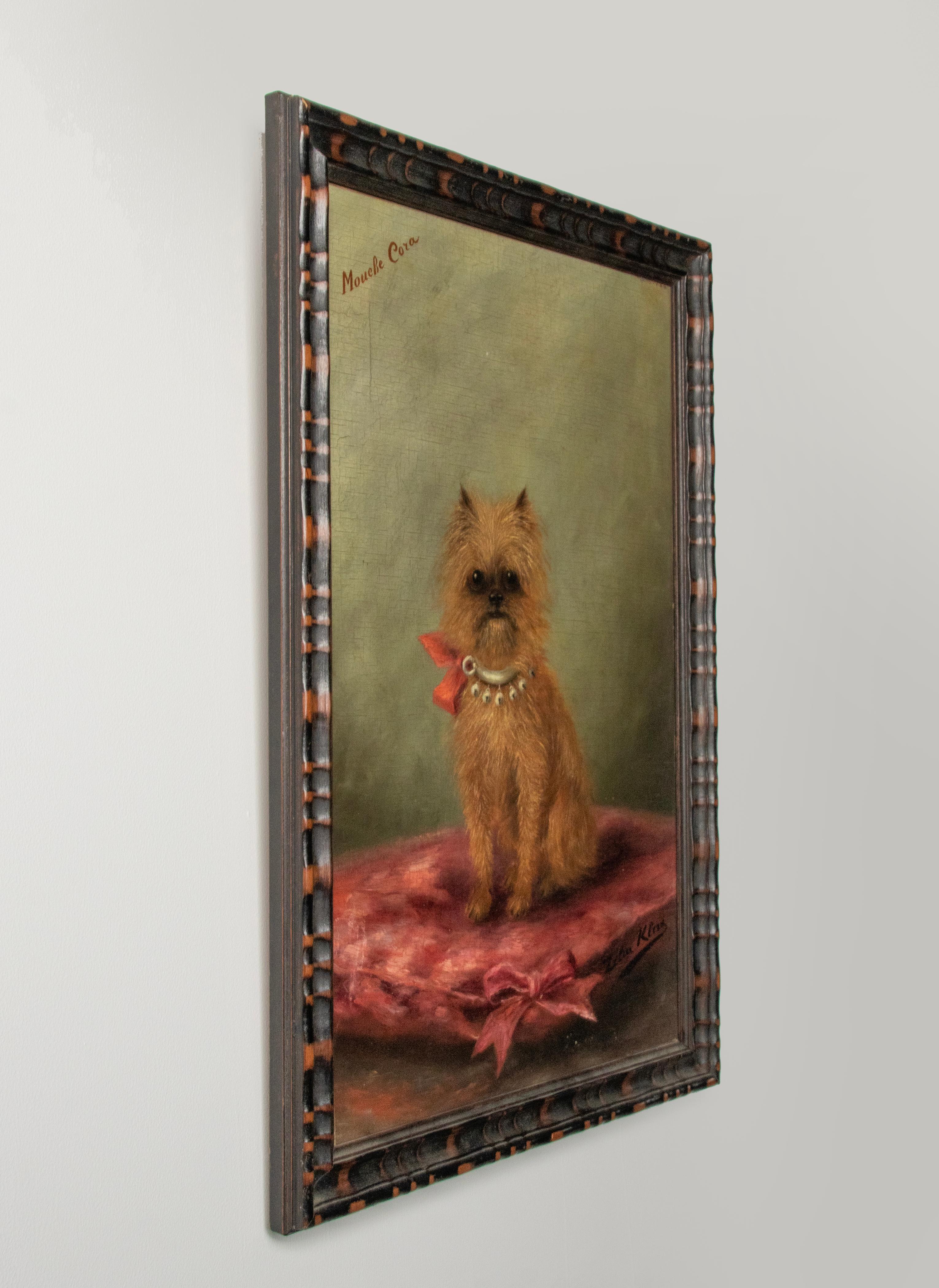 Canvas 19th Century Portrait of a Griffon Bruxellois Dog Named Mouche Cora, Zélia Klerx