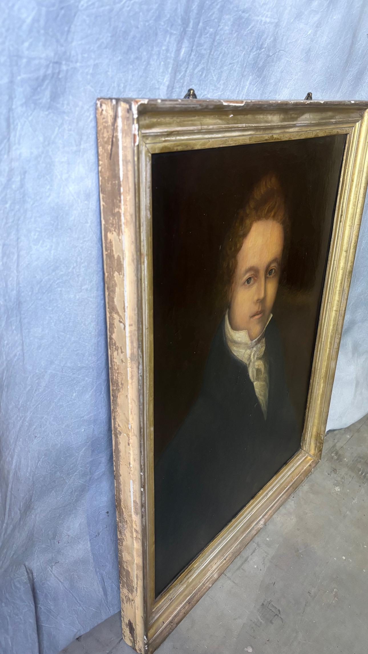 Portrait du 19e siècle d'un gentleman en manteau noir. Présenté dans un cadre d'époque.