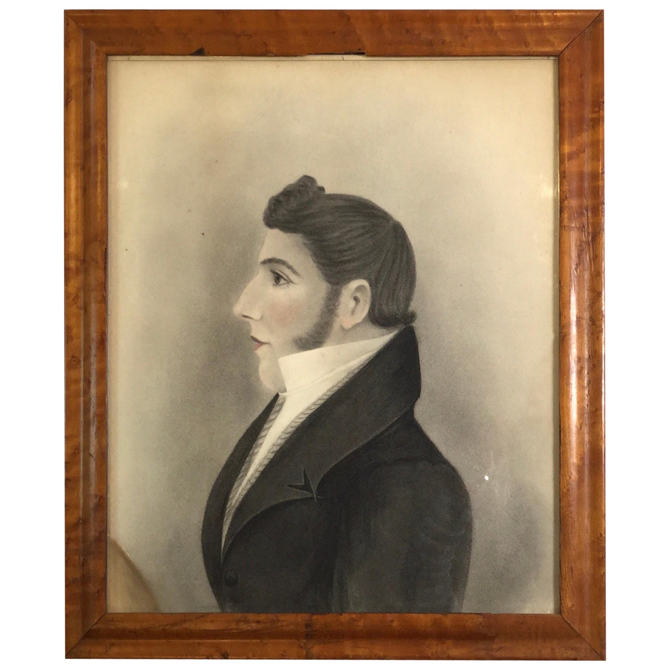 19th Century Portrait of a Young Gentleman Charcoal on Paper