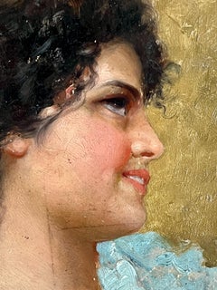 19th Century Portrait of a Young Italian Woman Signed, E. de Blaas.