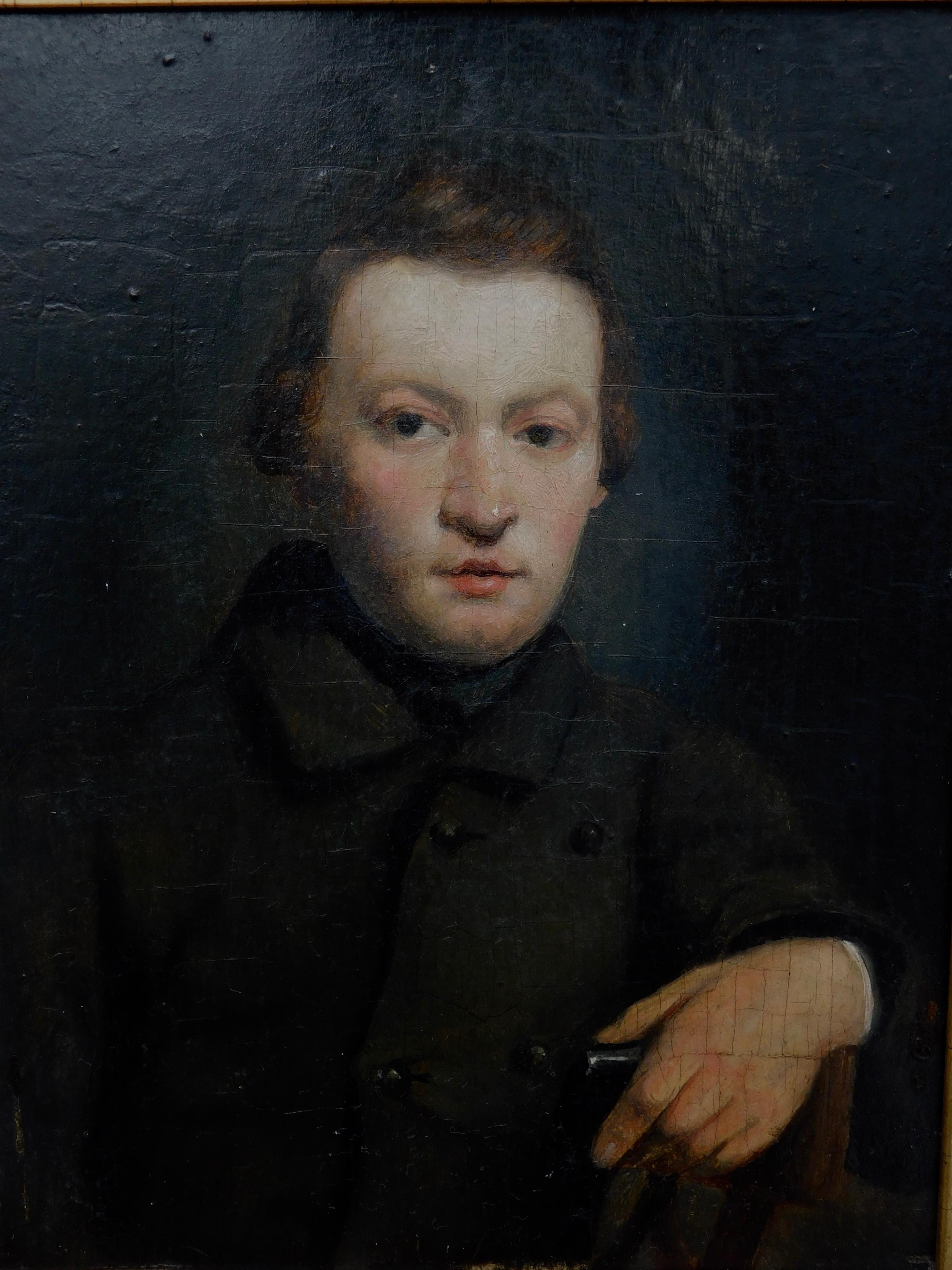 Oak 19th Century Portrait of a Young Man For Sale
