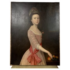 19th Century Portrait of Girl in Pink Dress , Danish School