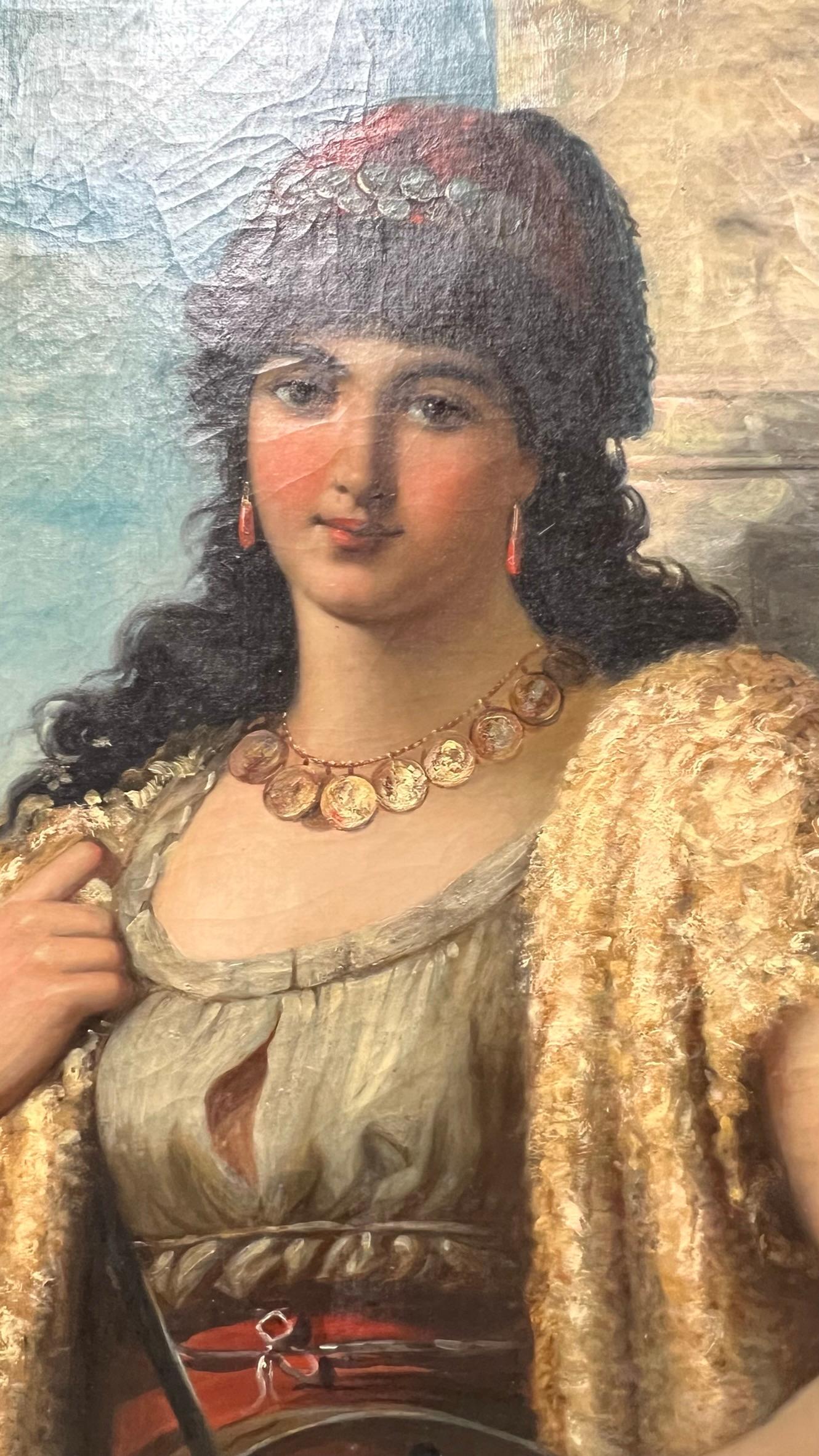 Tedesco Ritratto di donna zingara del XIX secolo di Anton Brentano (1840-1888)