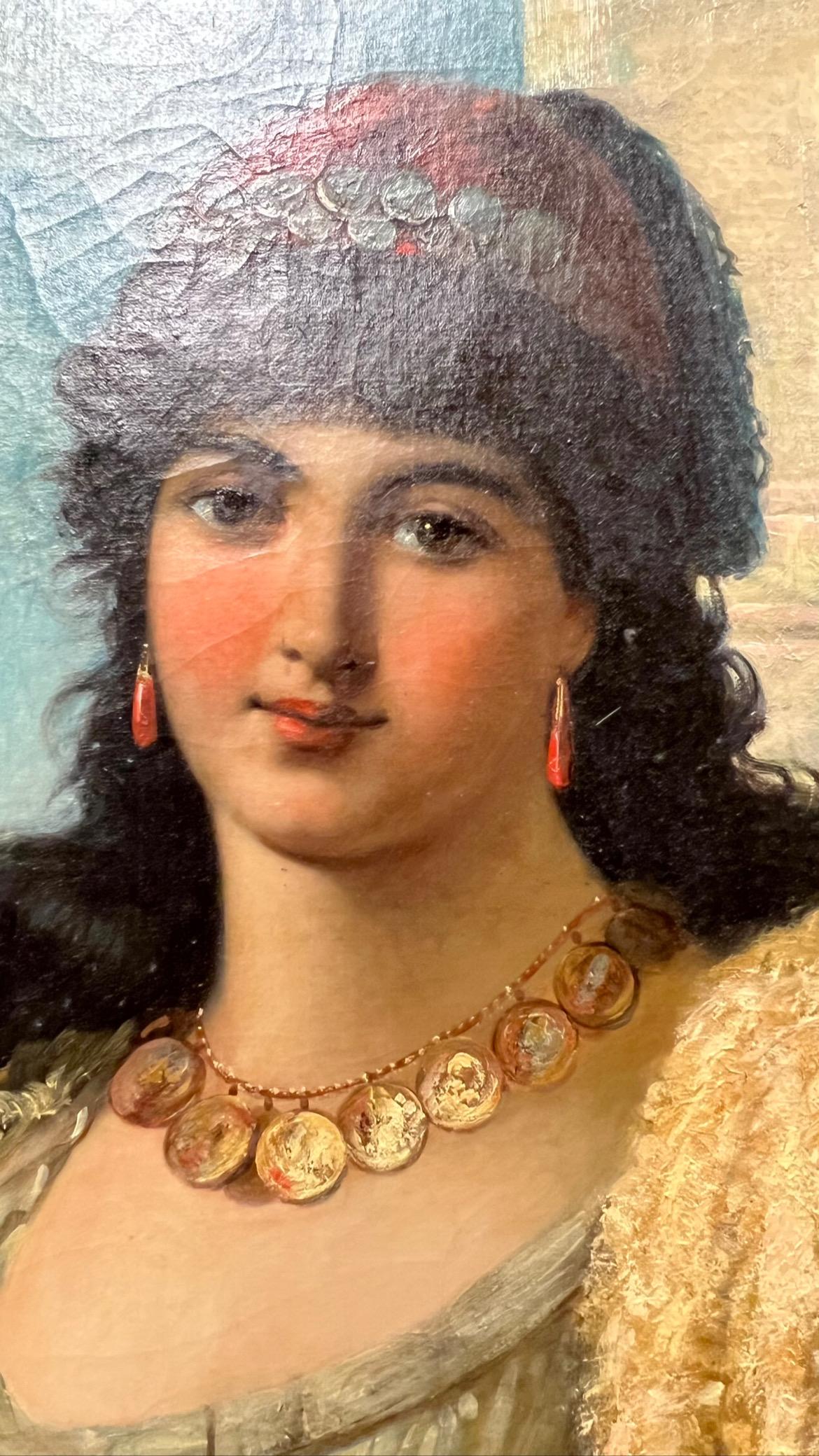 Ritratto di donna zingara del XIX secolo di Anton Brentano (1840-1888) In condizioni buone a New York, NY