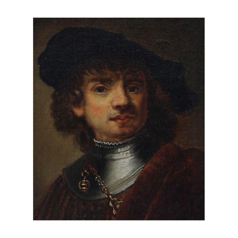 19th Century Portrait of Tiziano and Rembrandt Couple of Paintings Oil on Canvas In Good Condition For Sale In Milan, IT