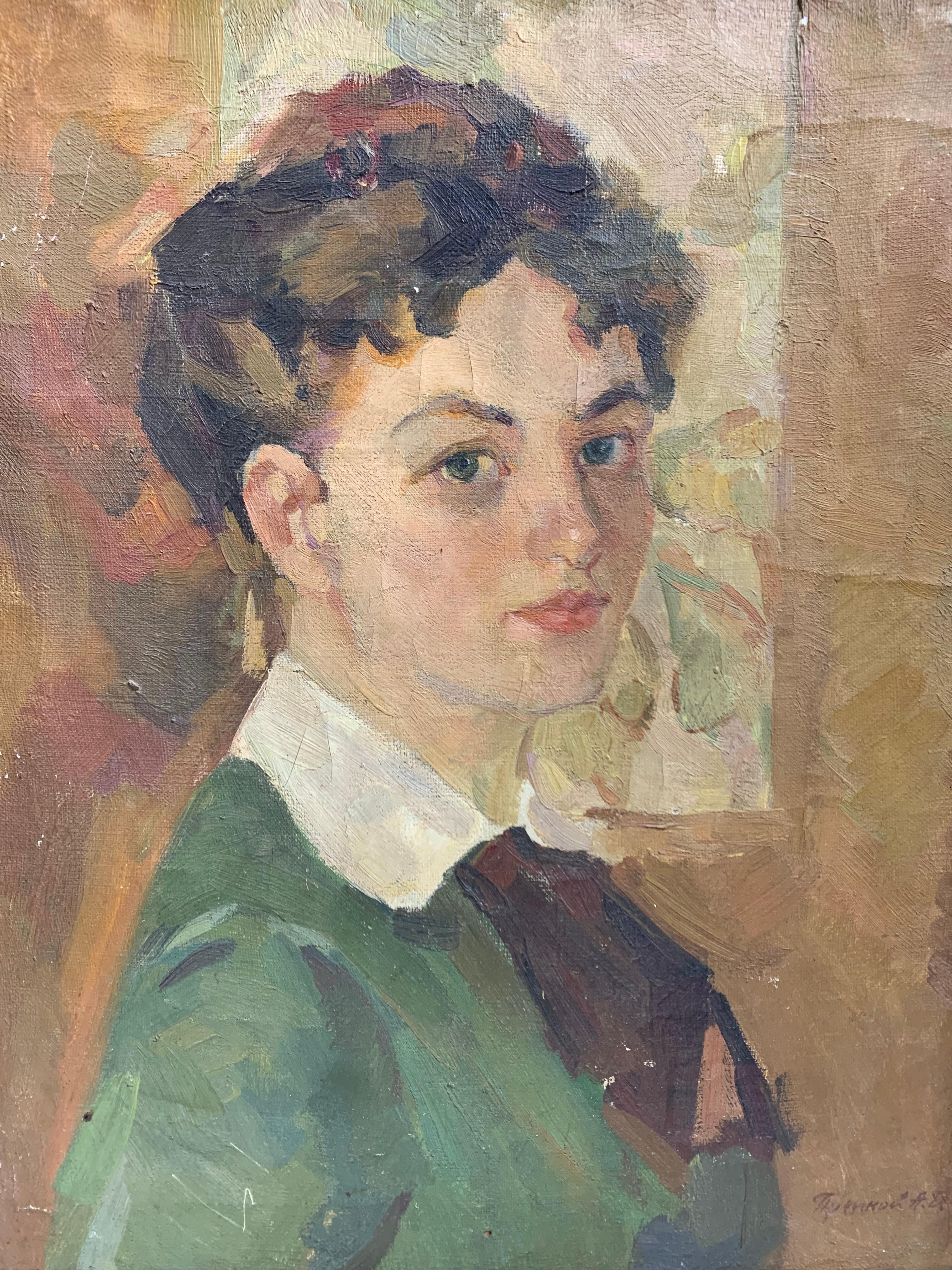 19th Century Portrait / Oil on Canvas For Sale 5