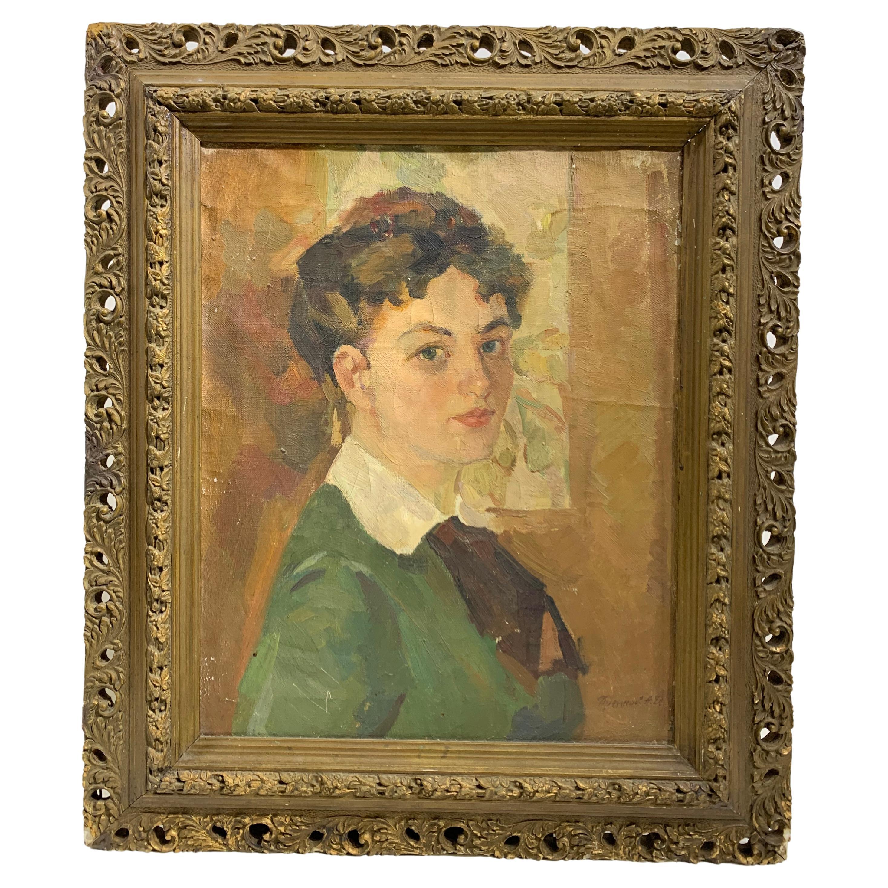 Porträt / Öl auf Leinwand, 19. Jahrhundert im Angebot