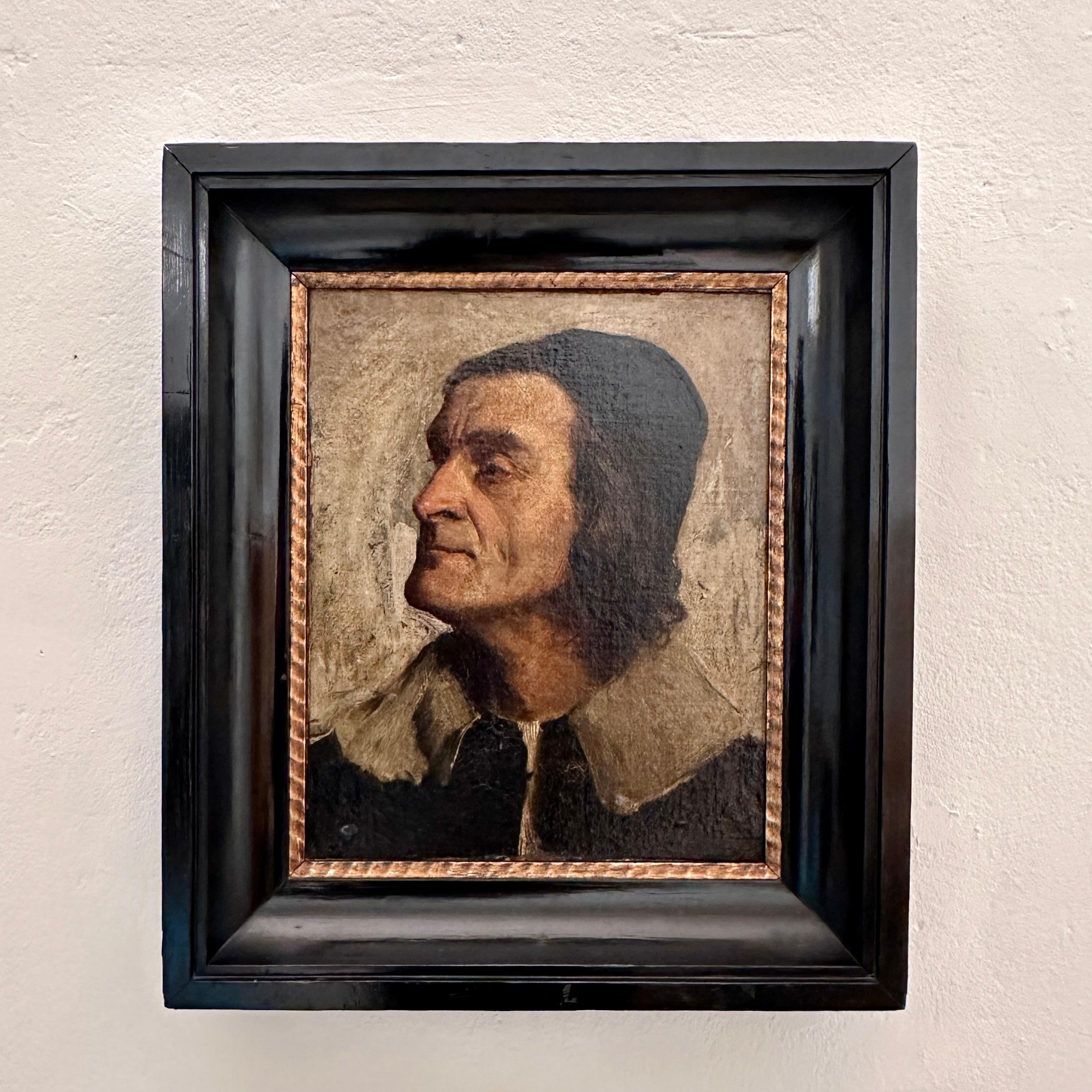 19th Century Portrait Oil Painting of Giuliano de Medici in a Black Frame, 1885 For Sale 3