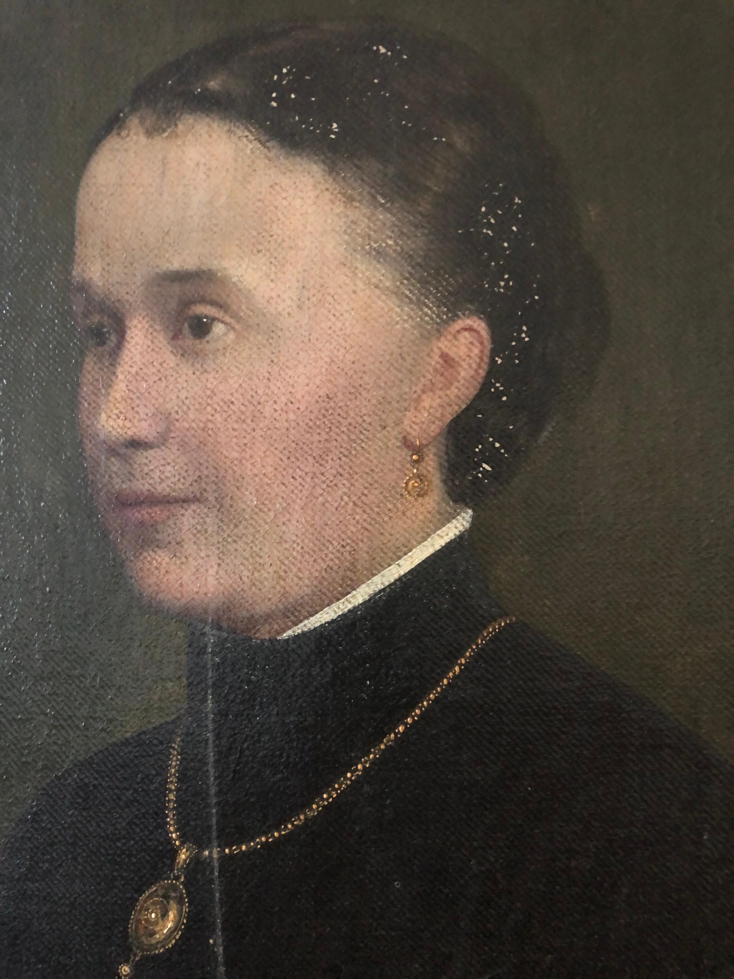 Dipinto a mano Ritratto di donna danese del XIX secolo