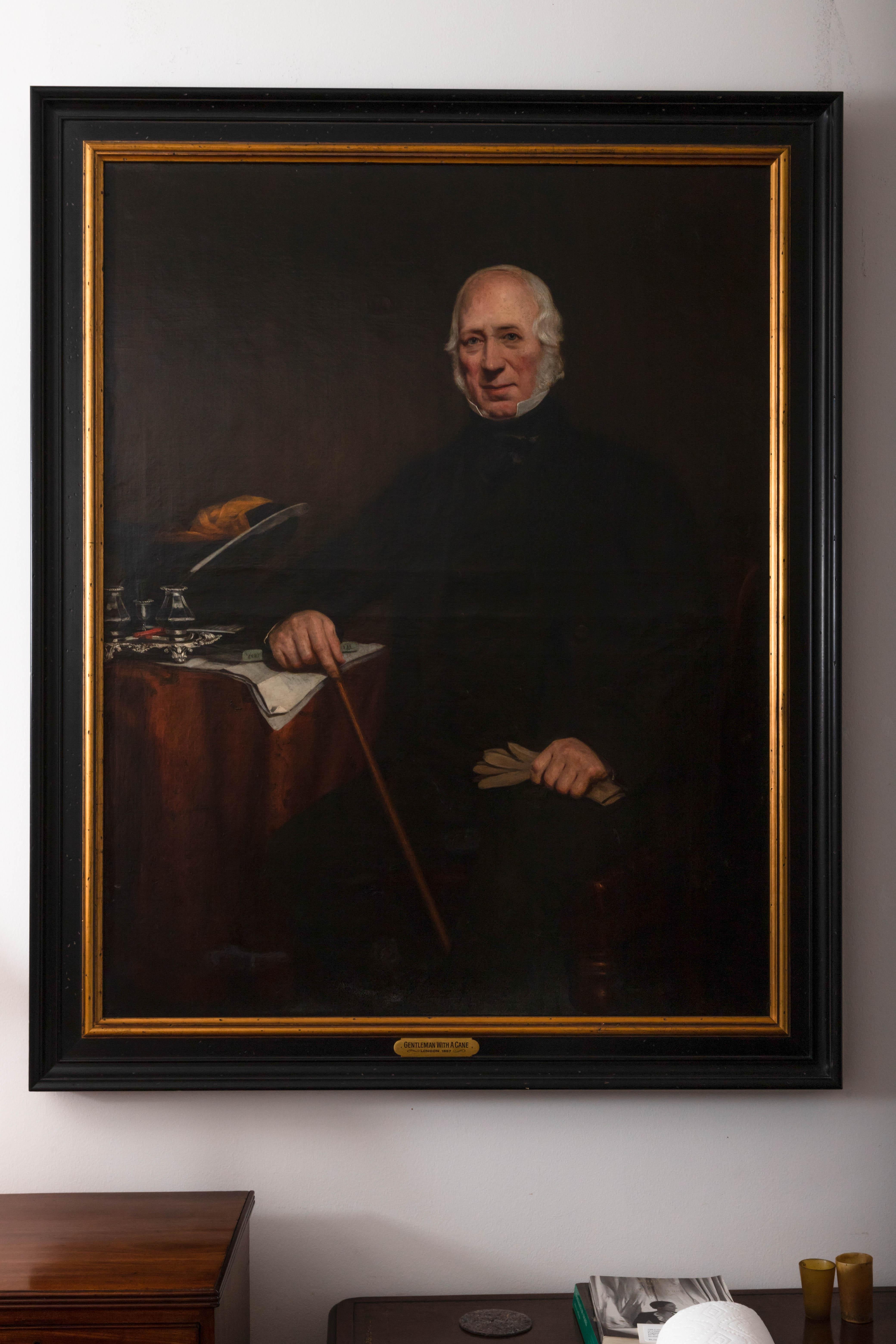 19th Century Portrait Painting of a Gentleman with a Cane For Sale at ...
