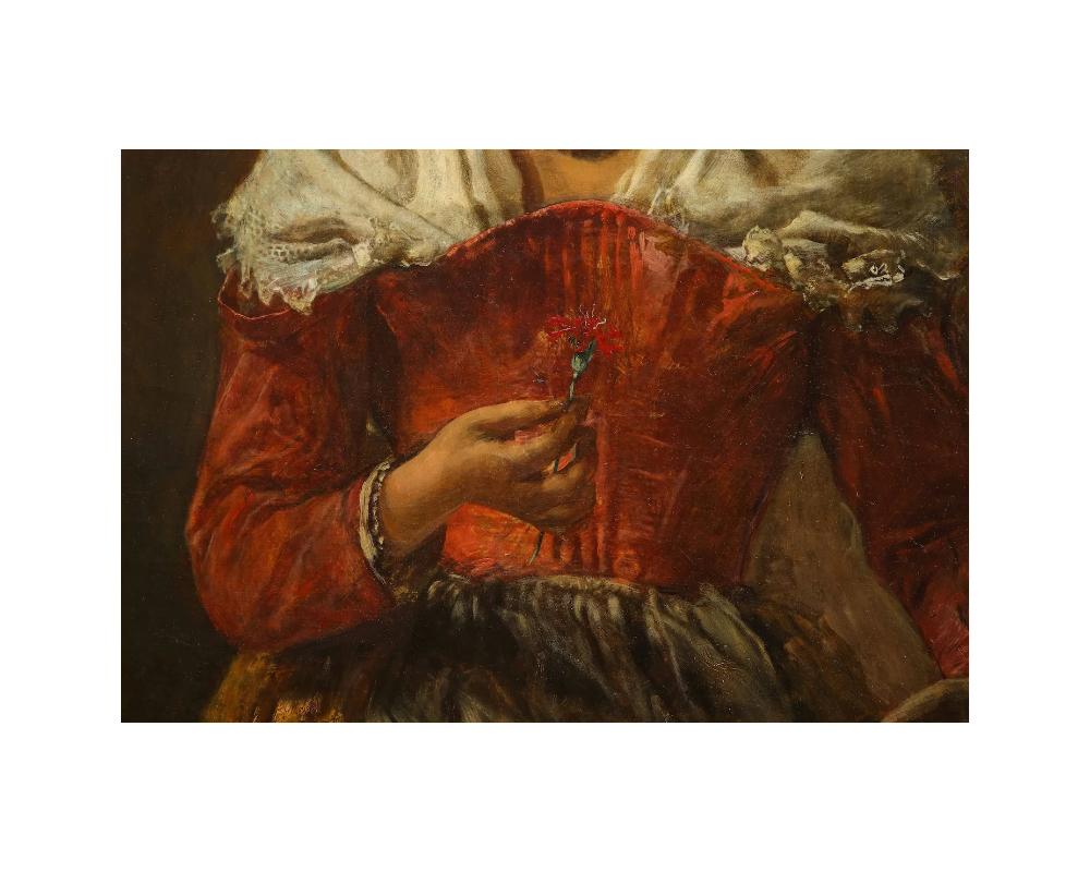 Peinture de portrait d'une femme par Anton Romako du 19ème siècle en vente 3