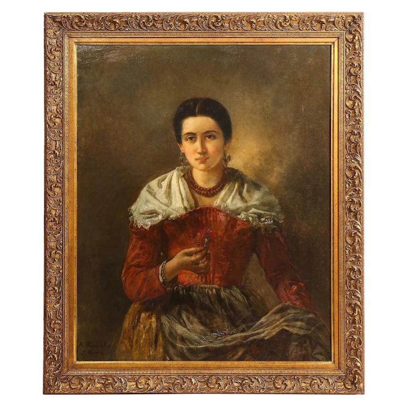 Porträtgemälde einer Frau aus dem 19. Jahrhundert von Anton Romako im Angebot
