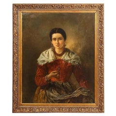 19th Century Portrait Painting of a Women by Anton Romako