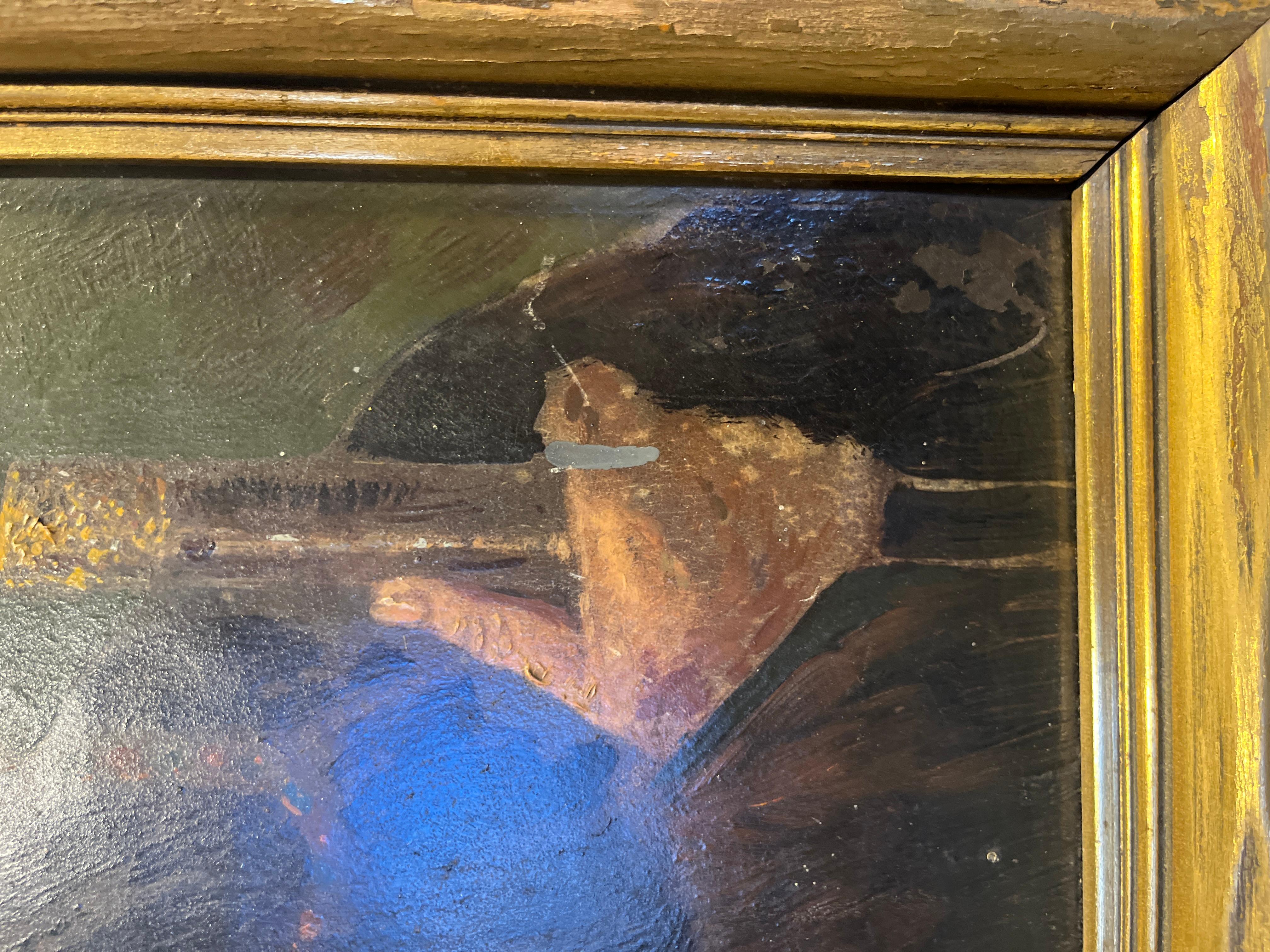 Siglo XIX Retrato Noble Polaco Copia de Rembrandt Francés en venta