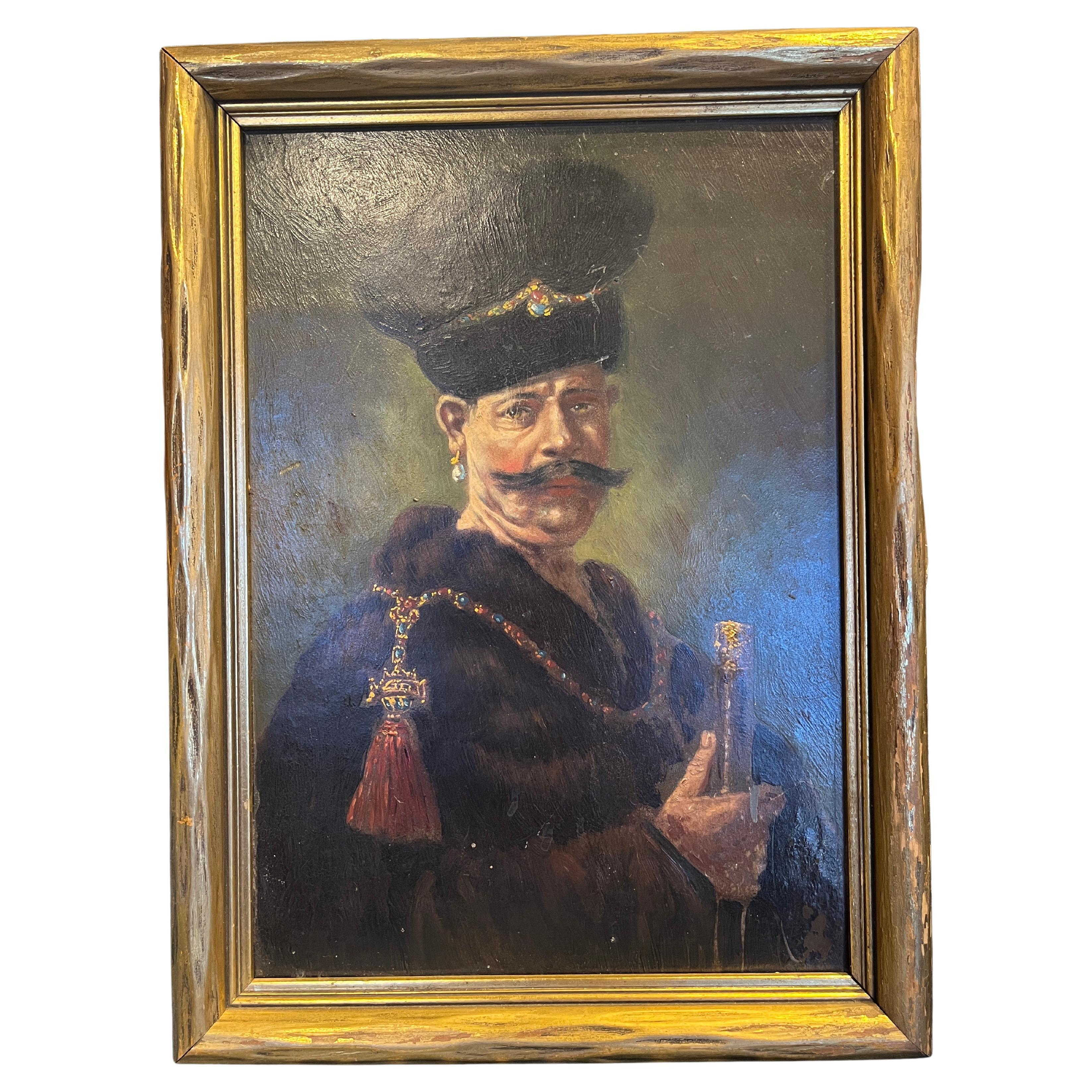 Siglo XIX Retrato Noble Polaco Copia de Rembrandt en venta