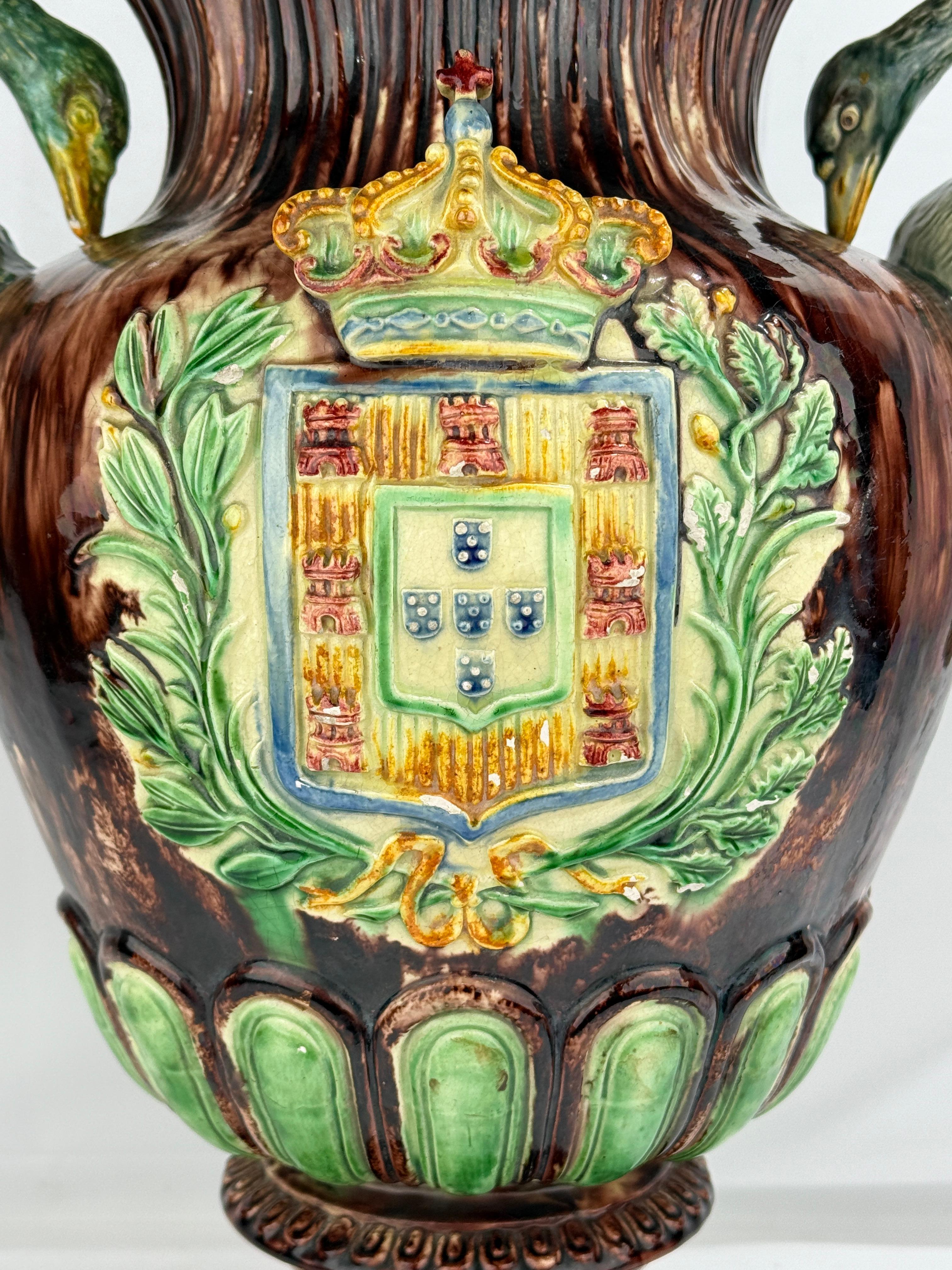 This 19th century Palissy Ware majolica vase measuring 19
