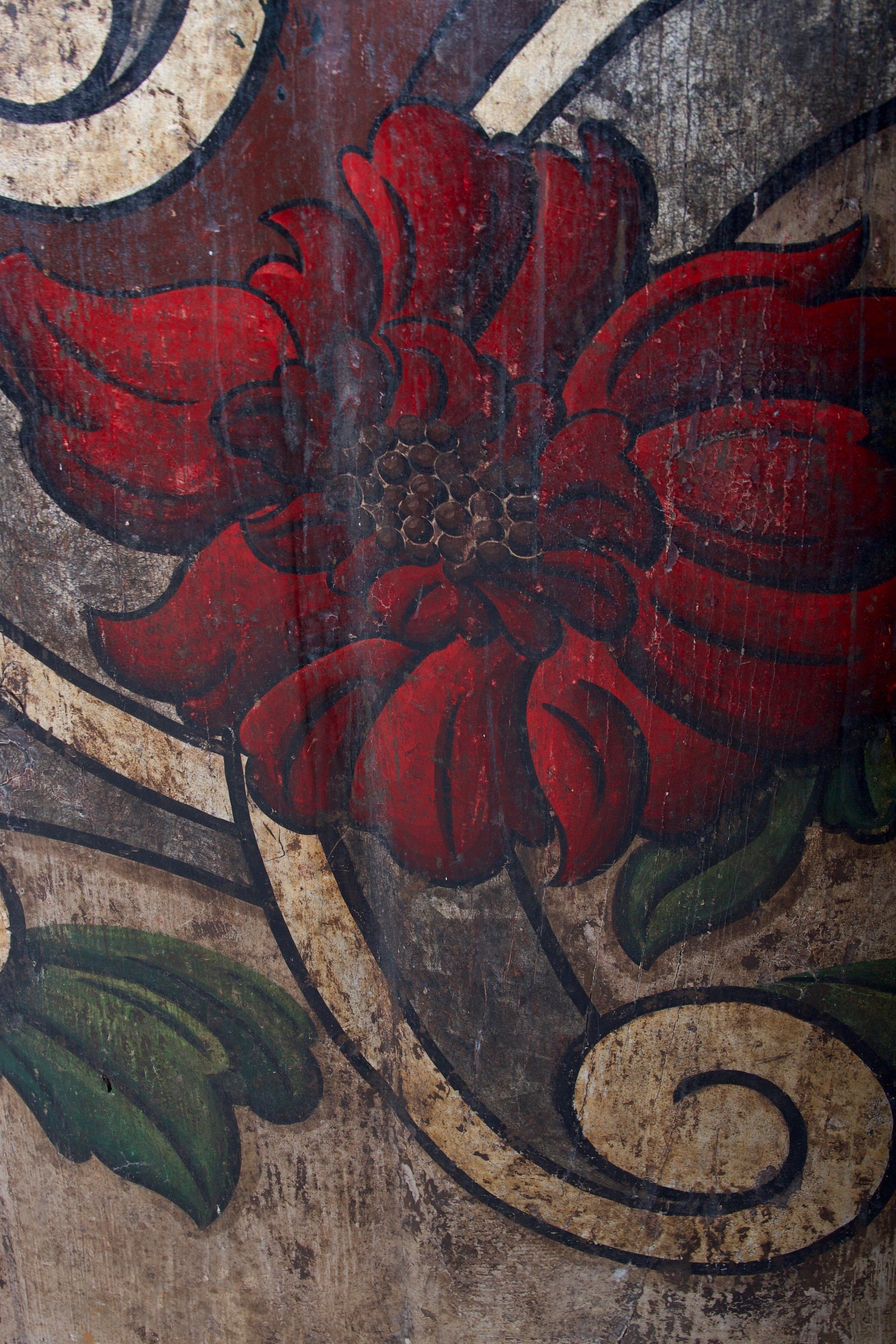 19th Century Portugese Polycromed Headboard In Good Condition For Sale In San Francisco, CA
