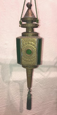 19th Century Portuguese Brass Lantern With Sun Burst Decoration