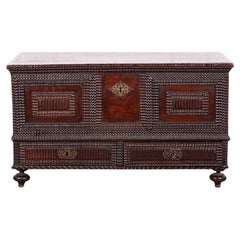 19th Century Portuguese Carved Hardwood Coffer Blanket Box