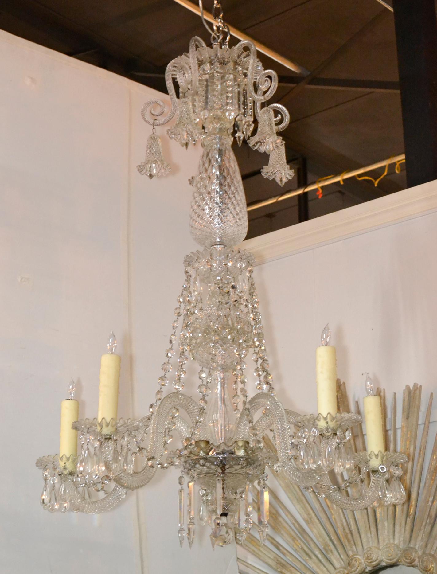 19th Century Baccarat Style Crystal Chandelier In Good Condition For Sale In Dallas, TX