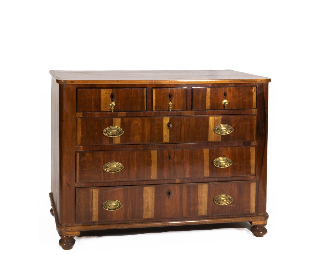 Marquetry 19th Century Portuguese Chest of Drawers For Sale
