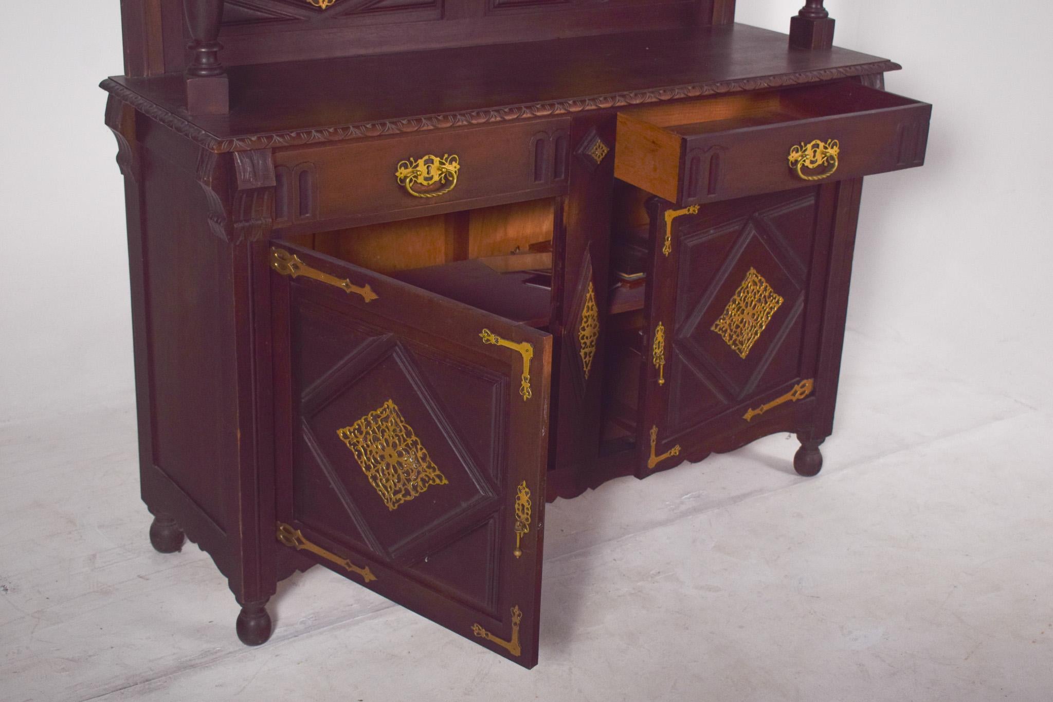 Armario de estilo holandés portugués del siglo XIX con herrajes de latón en venta 8