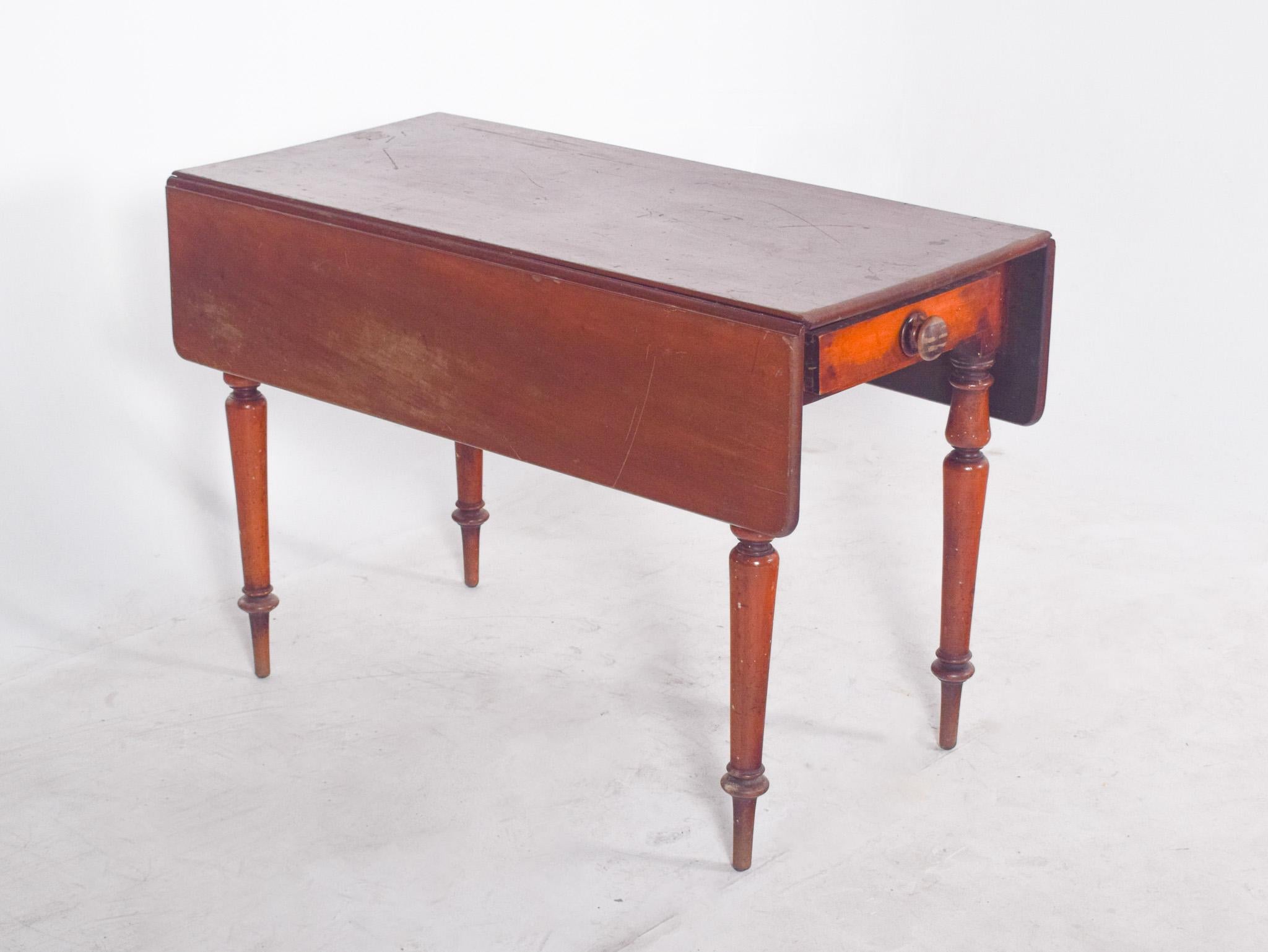 Wood 19th Century Portuguese Flip Flap Table with Drawer For Sale
