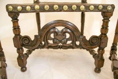 19th Century Portuguese Hand-Embossed Leather Chairs, Spanish Baroque Style