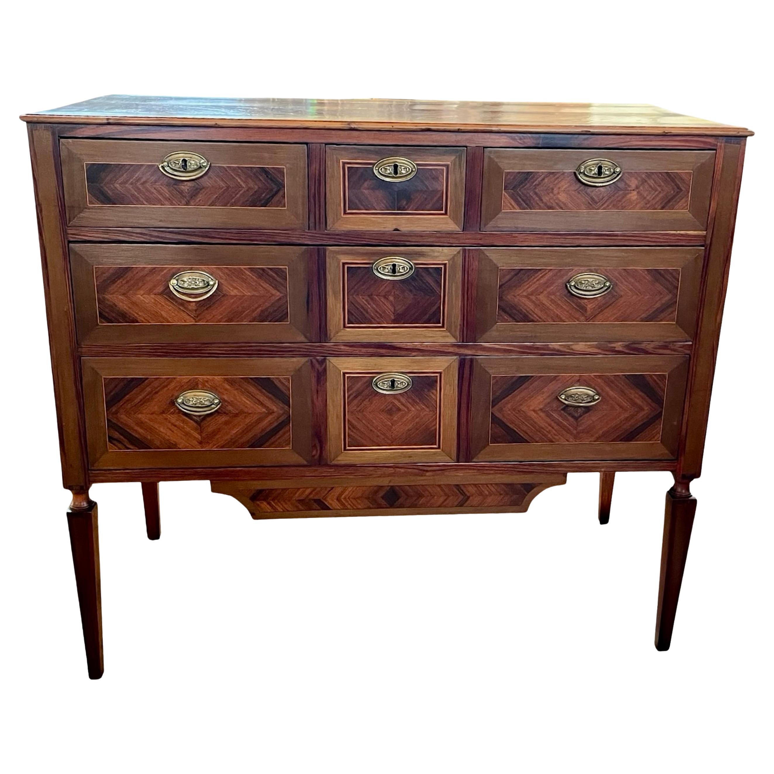 19th Century Portuguese Neoclassical Mahogany Commode With Inlay