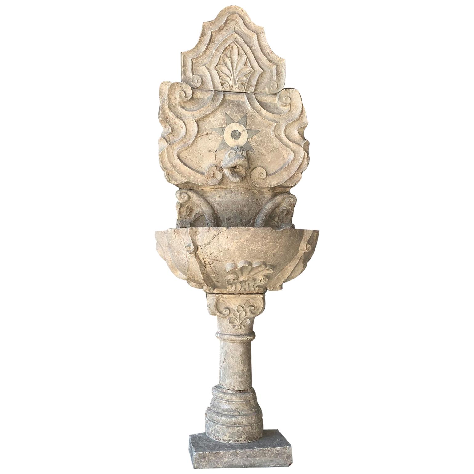 19th Century Portuguese Marble Wall Fountain For Sale
