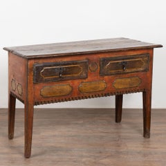 19th Century Portuguese Oak Side Console Table with Original Painted Finish