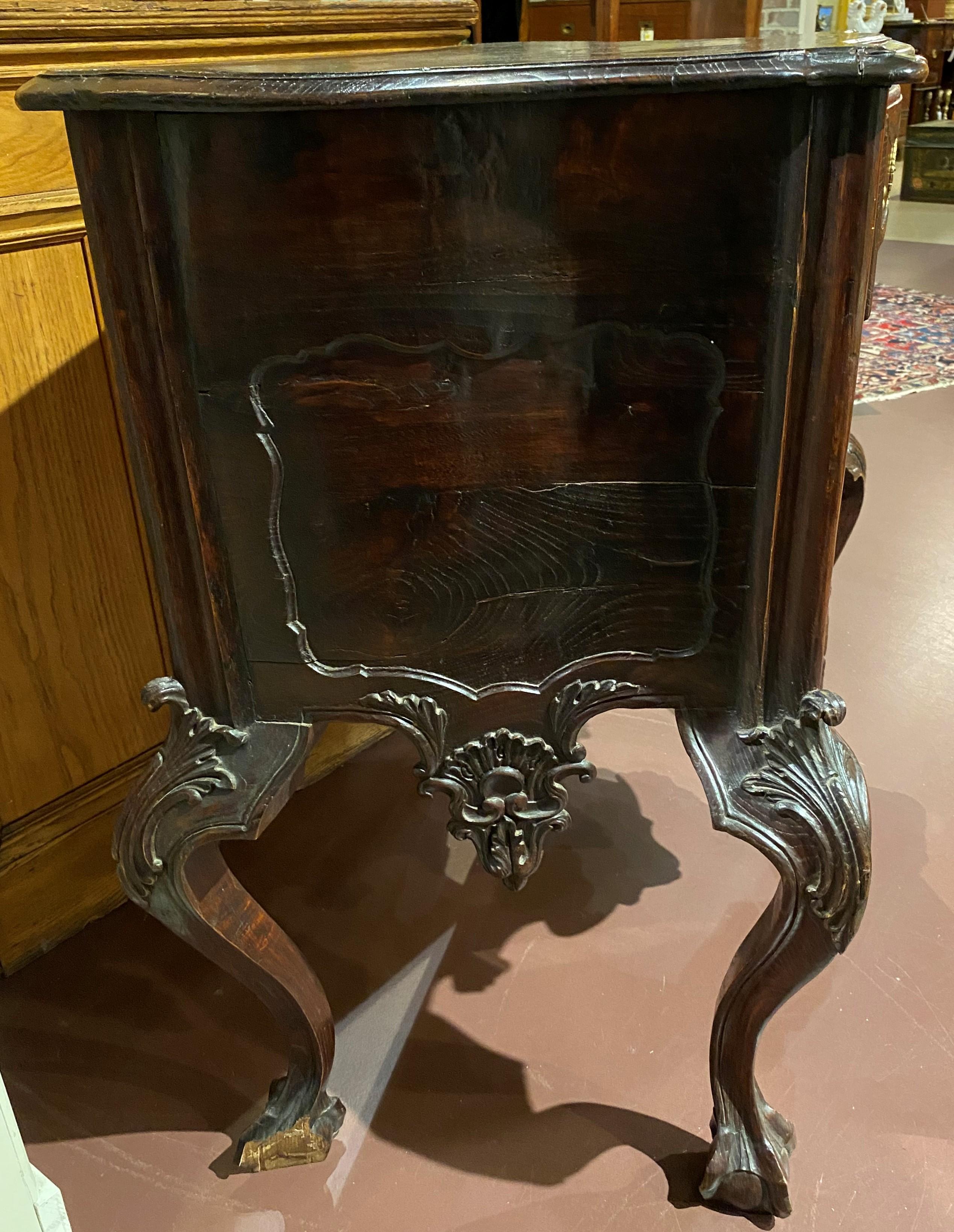19th Century Portuguese Ornately Carved Rococo Revival Lowboy In Good Condition For Sale In Milford, NH