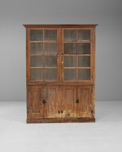 19th Century Portuguese Primitive Wood Patinated Vitrine
